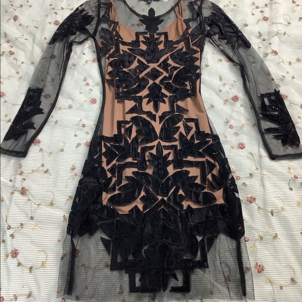 For Love & Lemons Sheer Black Cocktail Dress